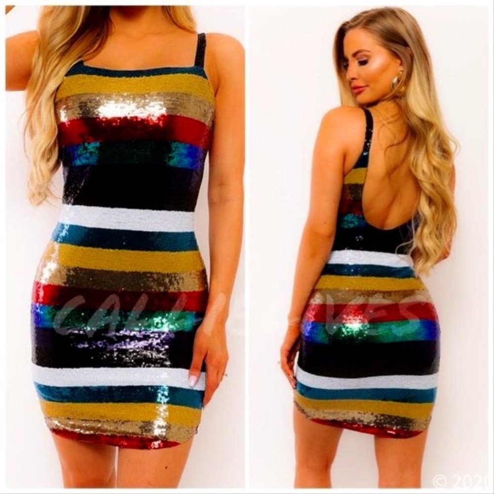 Multi-Colored Mini Dress - Picture 2 of 4